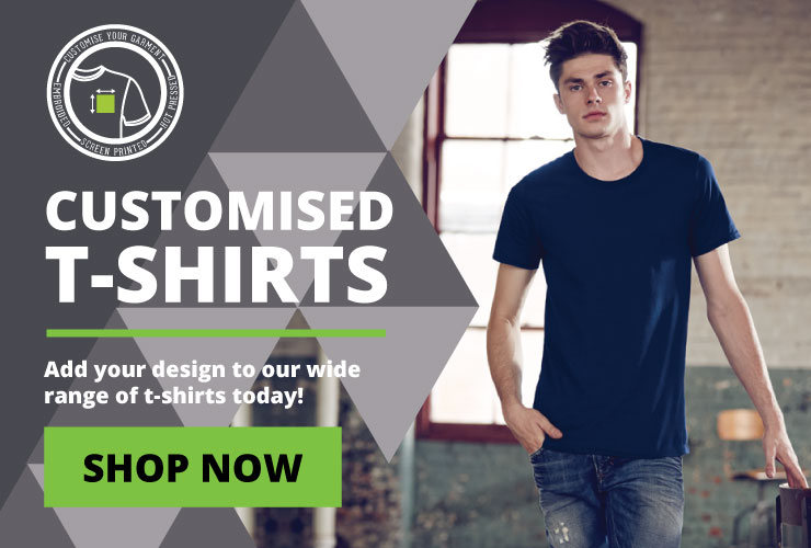 Customised T-shirts - Add your own design to our wide range of t-shirts today!